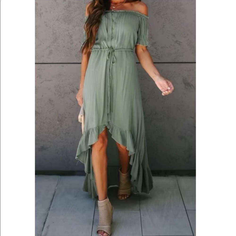 Off Shoulder High Low Dress